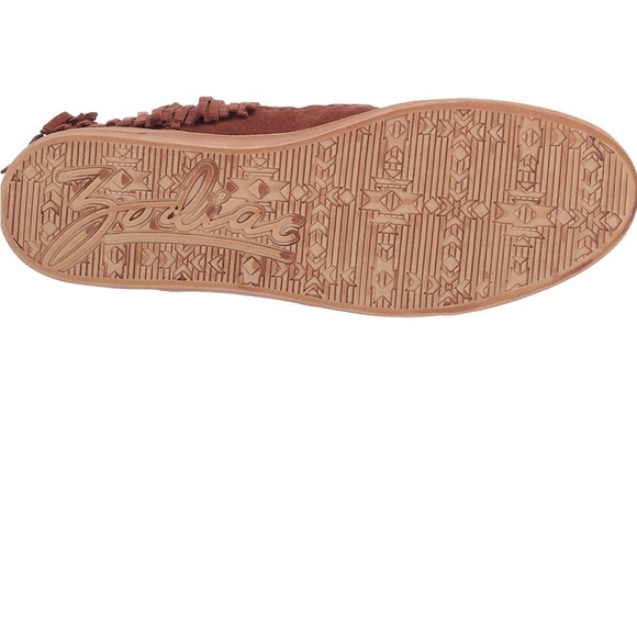 Zodiac Vera Leather Saddle Brown Fringe Boho Suede Moccasin Boots NWOT Size 7 - Picture 5 of 6